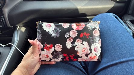 Black Floral Crossbody Clutch Bag