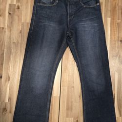 Departed Mens Dark Blue Stone Washed Jeans 34 Baggy Relaxed Bootcut