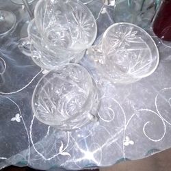 Assorted Glass Cups, Plates, Small Bowls & Spoons