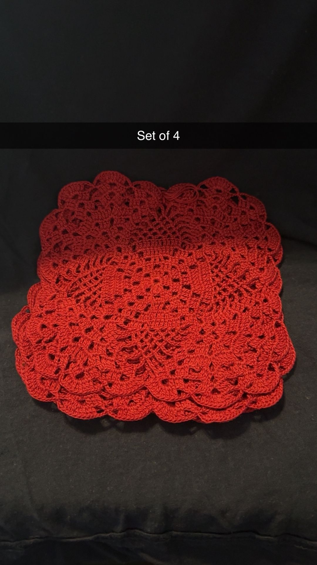 Crochet Doily/ Mantelito Set Of 4