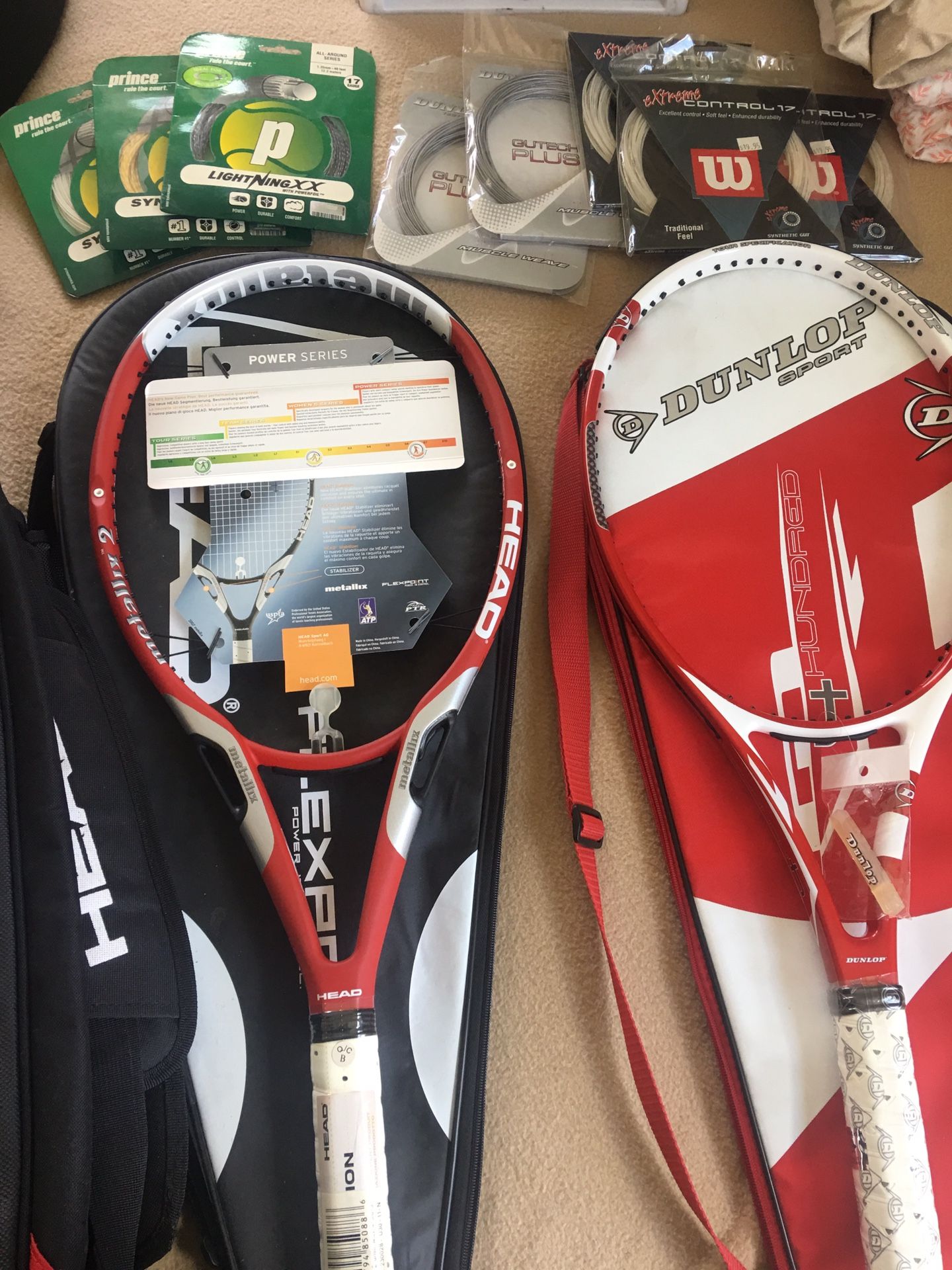 New Tennis Rackets With Bags and Cord