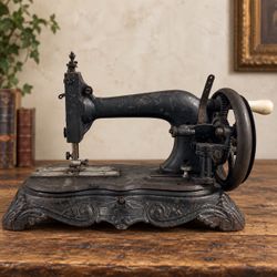 Antique c1873 Little Howe Hand Crank Sewing Machine Gear Drive Cast Iron 16”