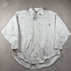 Savage X Fenty Unisex Large White Leisure Button Down New Shirt AOP #1583
