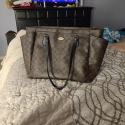 Coach diaper bag leather 
