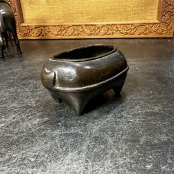 Genuine Chinese Antique Ming Dynasty Censor In Bronze Buddhist Incense Burner