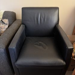 Black Leather - Accent Chair - with Wheels