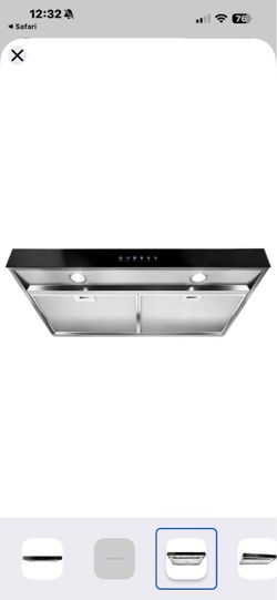 NEW WHIRLPOOL 30”. BLACK. RANGE HOOD WITH A 3 YEAR EXTENDED WARRANTY 10/9/26
