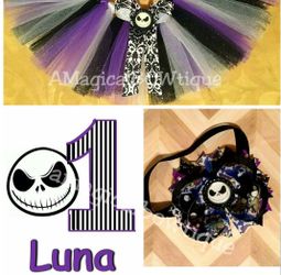 Jack Skelligton birthday tutu set- Nightmare Before Christmas tutu- size 2T