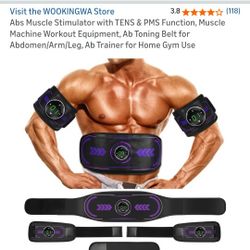 Abs Muscle Stimulator with TENS & PMS Function, Muscle Machine Workout Equipment, Ab Toning Belt for Abdomen/Arm/Leg, Ab Trainer for Home Gym Use
