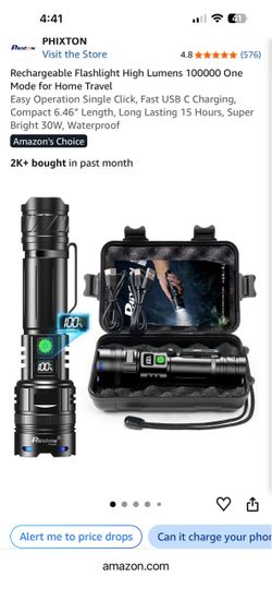 Phixton Rechargeable LED Flashlight with Case