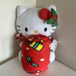 Christmas Hello Kitty Santa Plush + Blanket