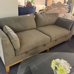 Green velvet storage sofa，$680
