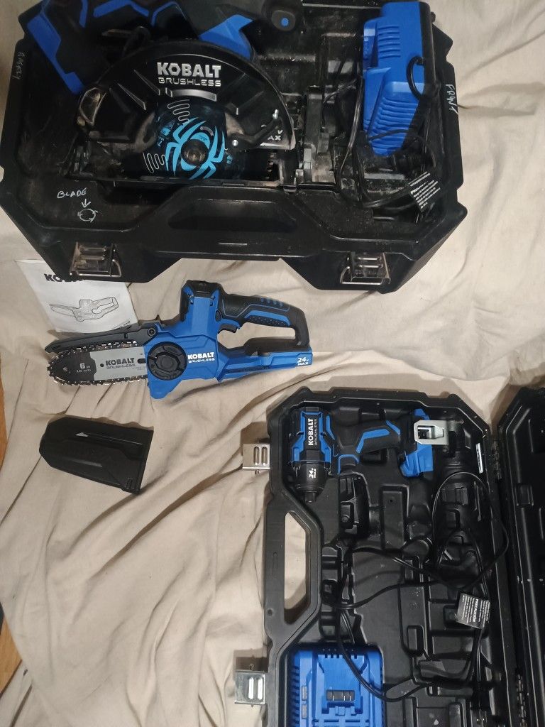 Cobalt XTR Circular Saw Used Few Times, Impact Driver And 6 Inch Chain Saw Never Used 