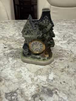 Vintage Pierre Nicol Miniature Cottage Quartz Mini Clock With New Battery