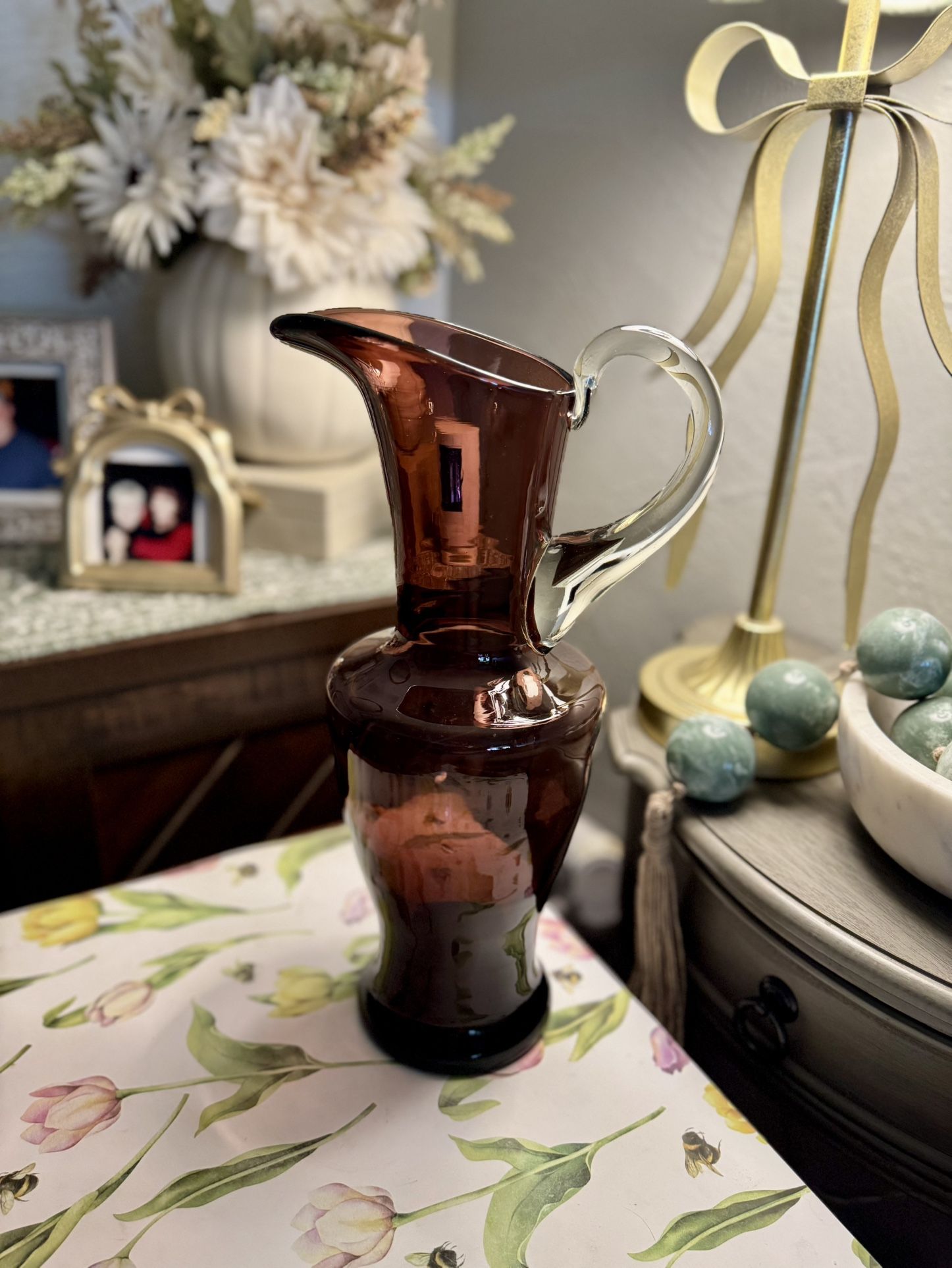 Vintage Glass Vase Pitcher 