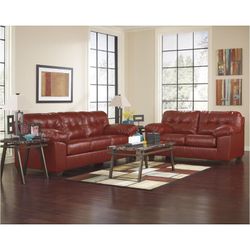 Brand new red plush couch and Loveseat