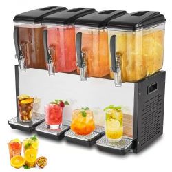Commercial Beverage Dispenser, 4 Tanks 12 L / 12.7 QT Per Tank Juice Dispenser, 510W Stainless Steel Ice Tea Drink Machine with 45°F-54°F Cooling Temp