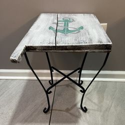 Anchor Side Table Stand Coastal Distressed