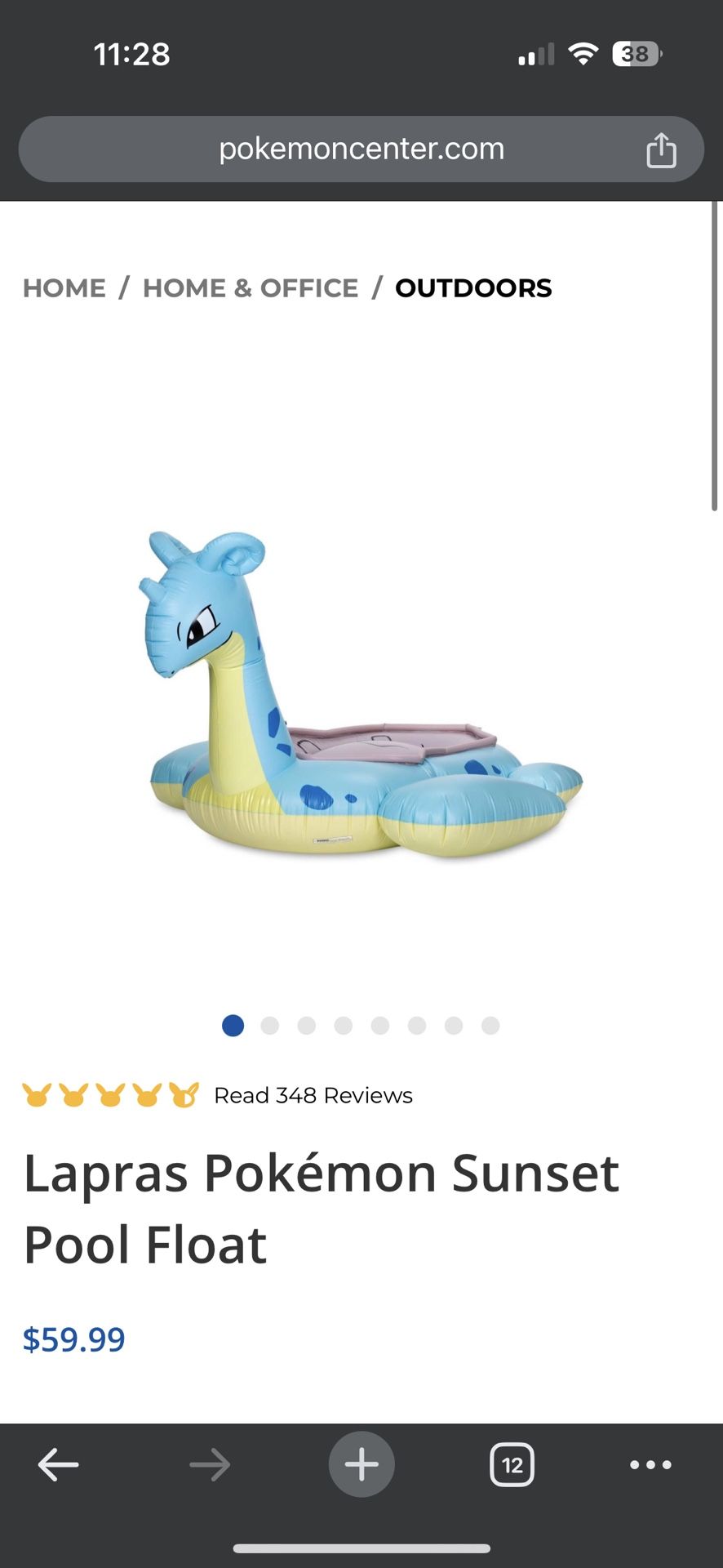 Pokémon Summer Days Pool Float: Lapras Pokemon center