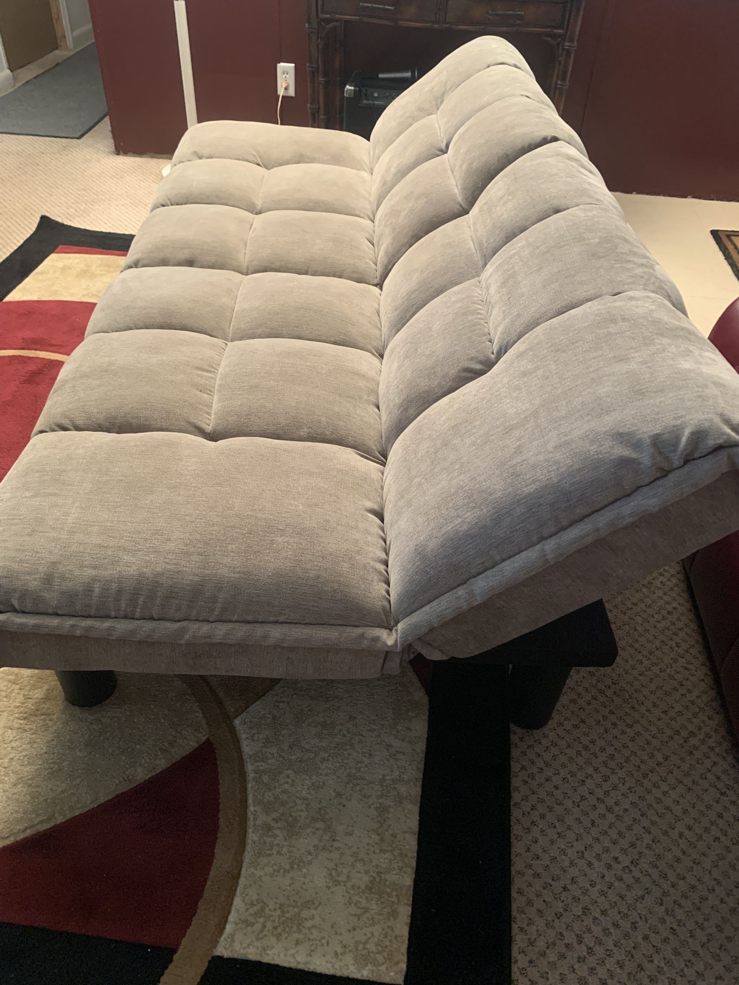 Like new futon, heavy duty, two settings for seating lounge and sitting straight up like a olive color and great shape hit me up with your best offer