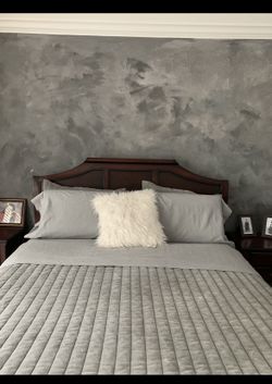 Bombay and company hand made solid wood bed with 2 nightstands queen size bed