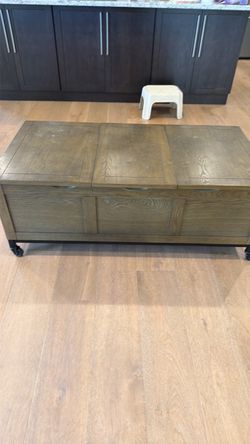 Wood Storage Coffee Table on Casters