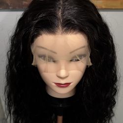 Synthetic Blend 13x4 Long WaterWave Jet Black Lace Front Wig