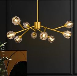9-Light Gold Sputnik Chandelier