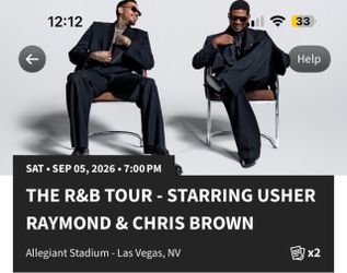 2x Usher & Chris Brown R&B Tour Tickets