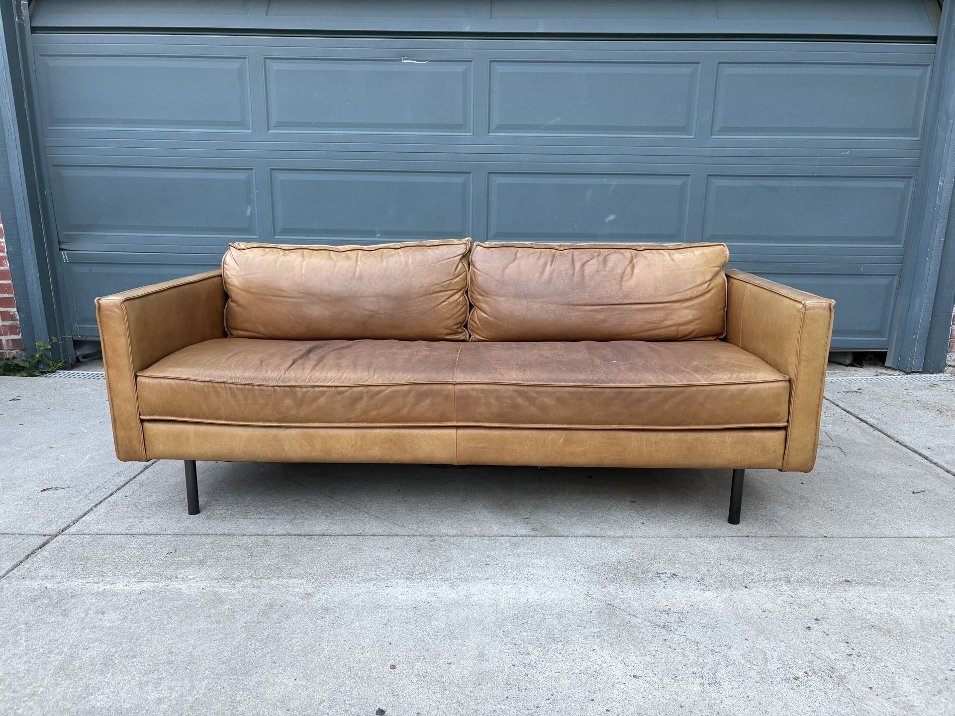 West Elm Real Leather Couch FREE DELIVERY