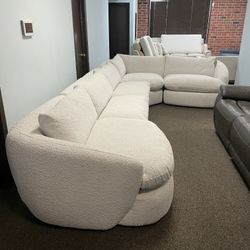 Cream White Fabric Sectional Couch Modular