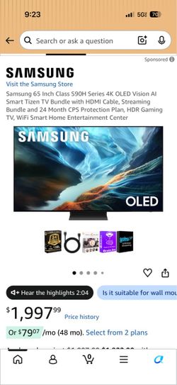 Samsung 65" S90H OLED TV