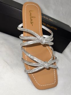 Rhinestone Knotted Slide Sandals