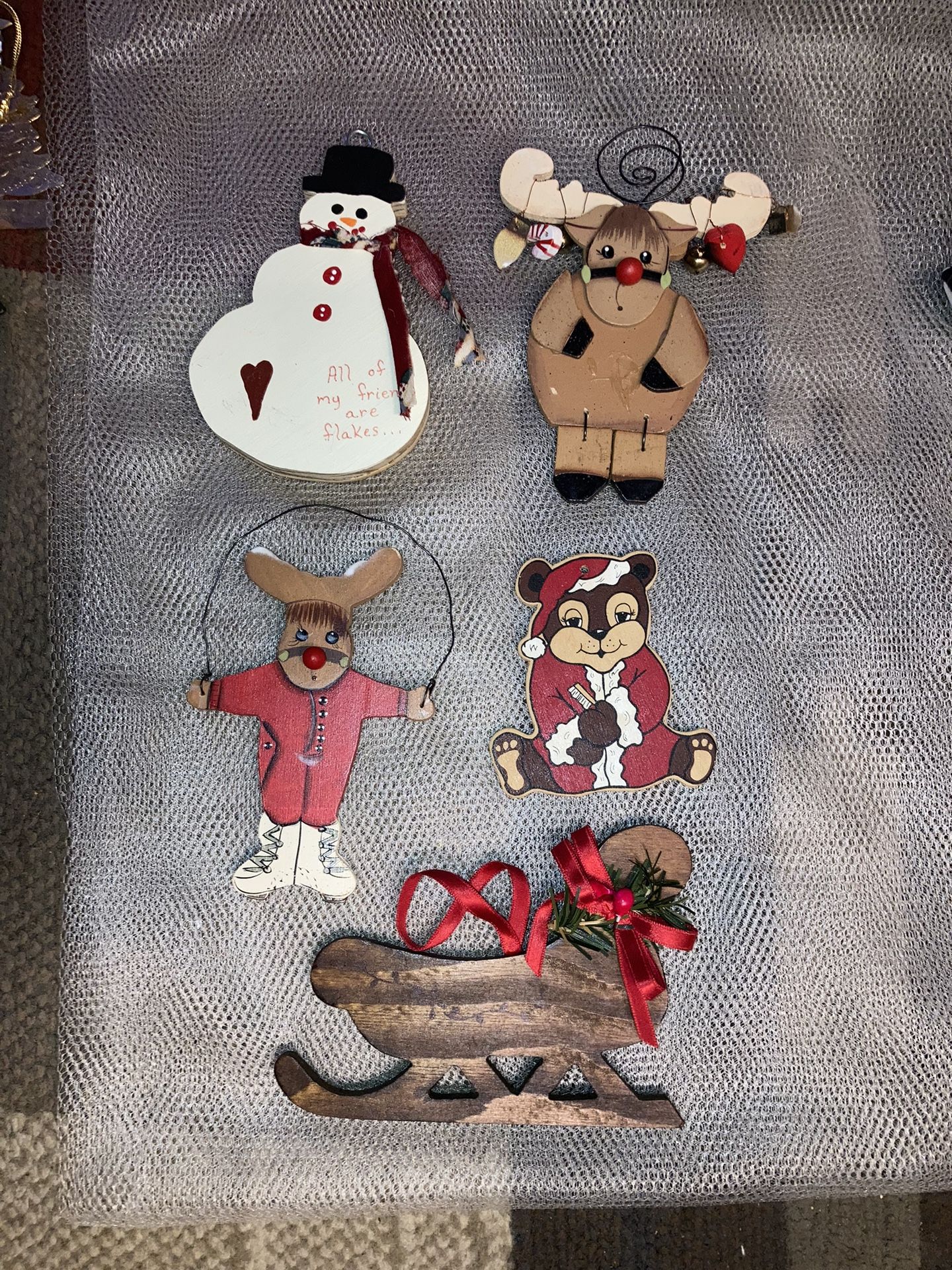 5ct Assorted Flat Wood Folk Art Ornaments
