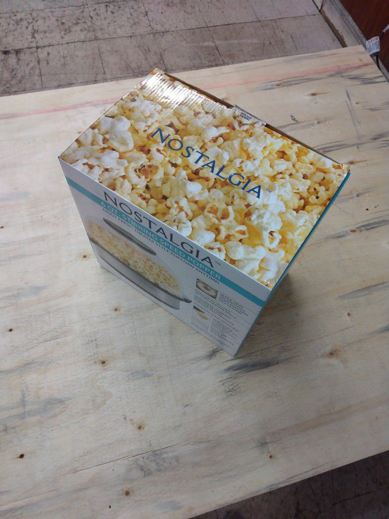 Open Box Nostalgia 6-Quart Stainless Steel Stirring Speed Popcorn Popper