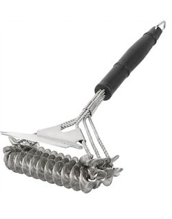 Bristle-Free Grill Brush with Scraper for Gas and Charcoal Grates