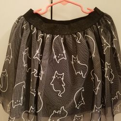 Cat And Jack Tulle Tutu Skirt With Black Cat Ghosts Size 7/8