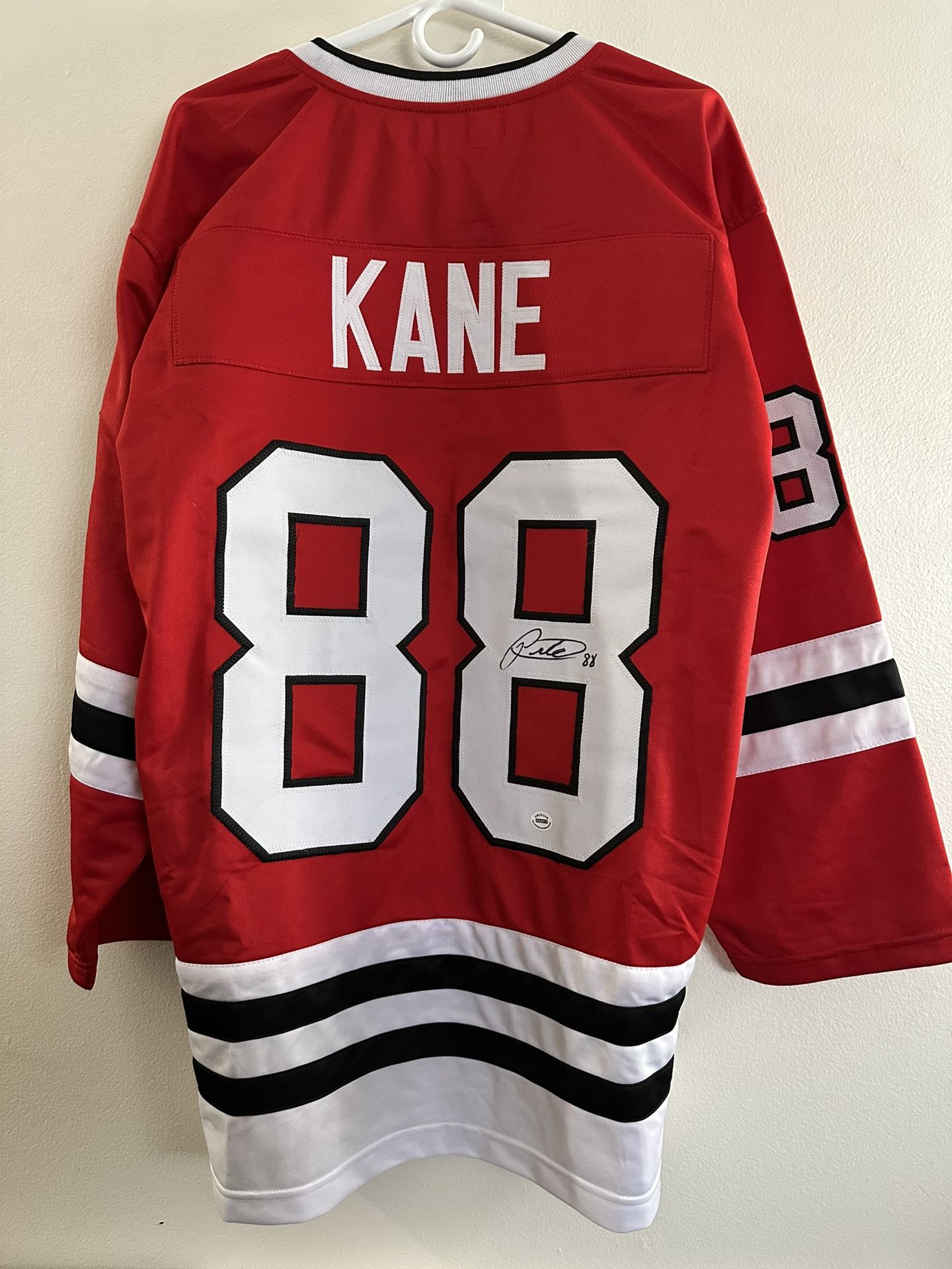 PATRICK KANE SIGNED CHICAGO BLACKHAWKS AUTOGRAPHED CUSTOM JERSEY W/COA XL 014