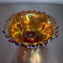 Indiana Carnival Glass Marigold Wild Rose Candlestick Holder 2.25".