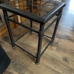 Small Metal Antique Glass Table 