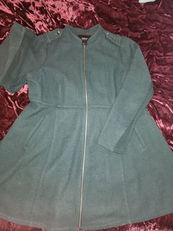 Torrid Green Herringbone Zip-Up Coat