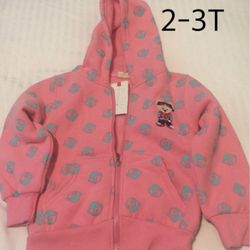 New Fleece Inside Hoodie Jacket 2-3T