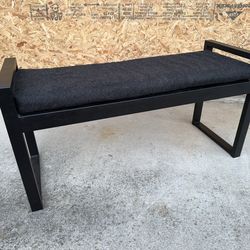 Modern Minimalist Black Bench With Upholstered Cushion