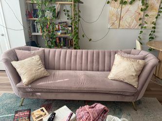 Mauve velvet couch