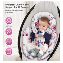 4moms MamaRoo Multi-Motion Baby Swing, Bluetooth Enabled with 5 Unique Motions, Grey with Pink Infant Insert