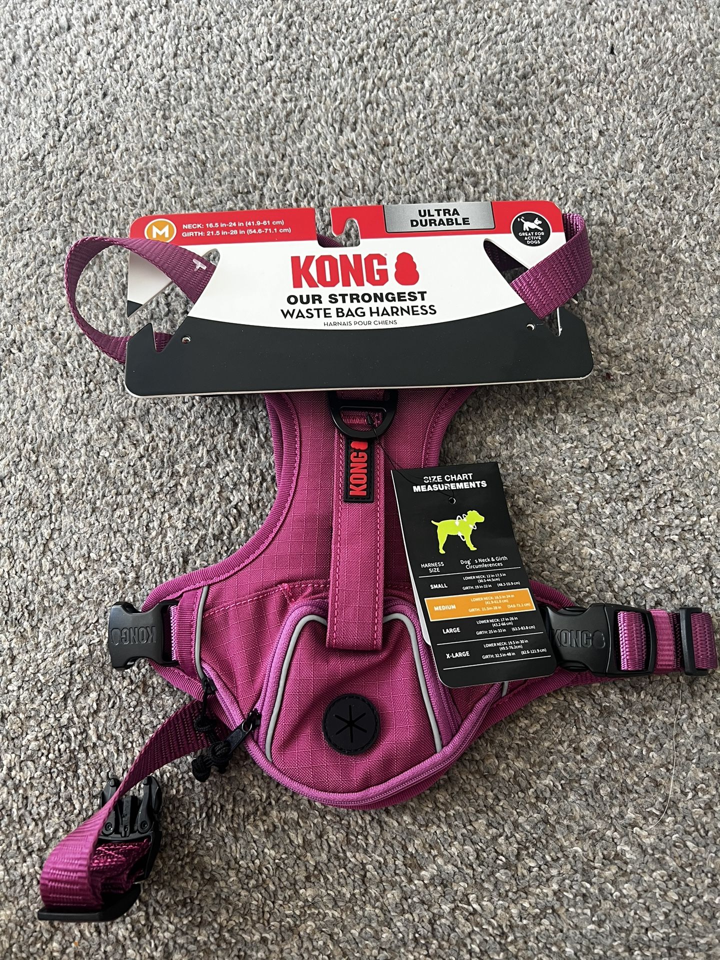 Dog harness purple medium