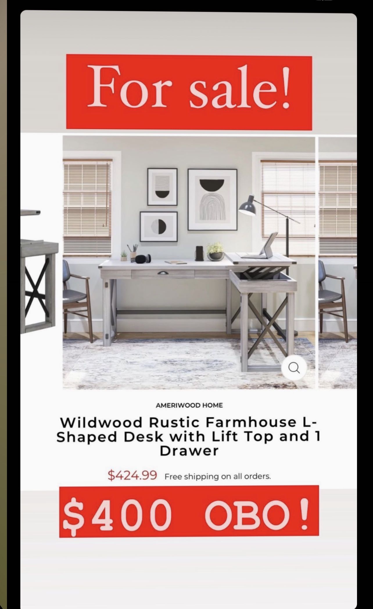 Rustic Farm House L-Shape Desk 