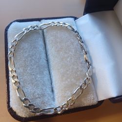 Vintage Milor Italian Silver Figaro Link Bracelet 7.5"