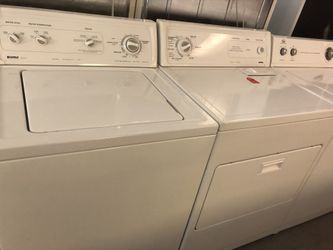 Used kenmore heavy duty washer and dryer set. 1 year warranty