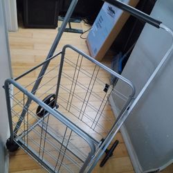Portable Folding Shopping Cart Utility for Grocery Laundry-Black, Collapsible Utility Car